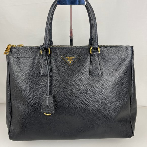 Prada Handbags - Prada Saffiano Lux Medium Double Zip Tote - Authenticity Certified